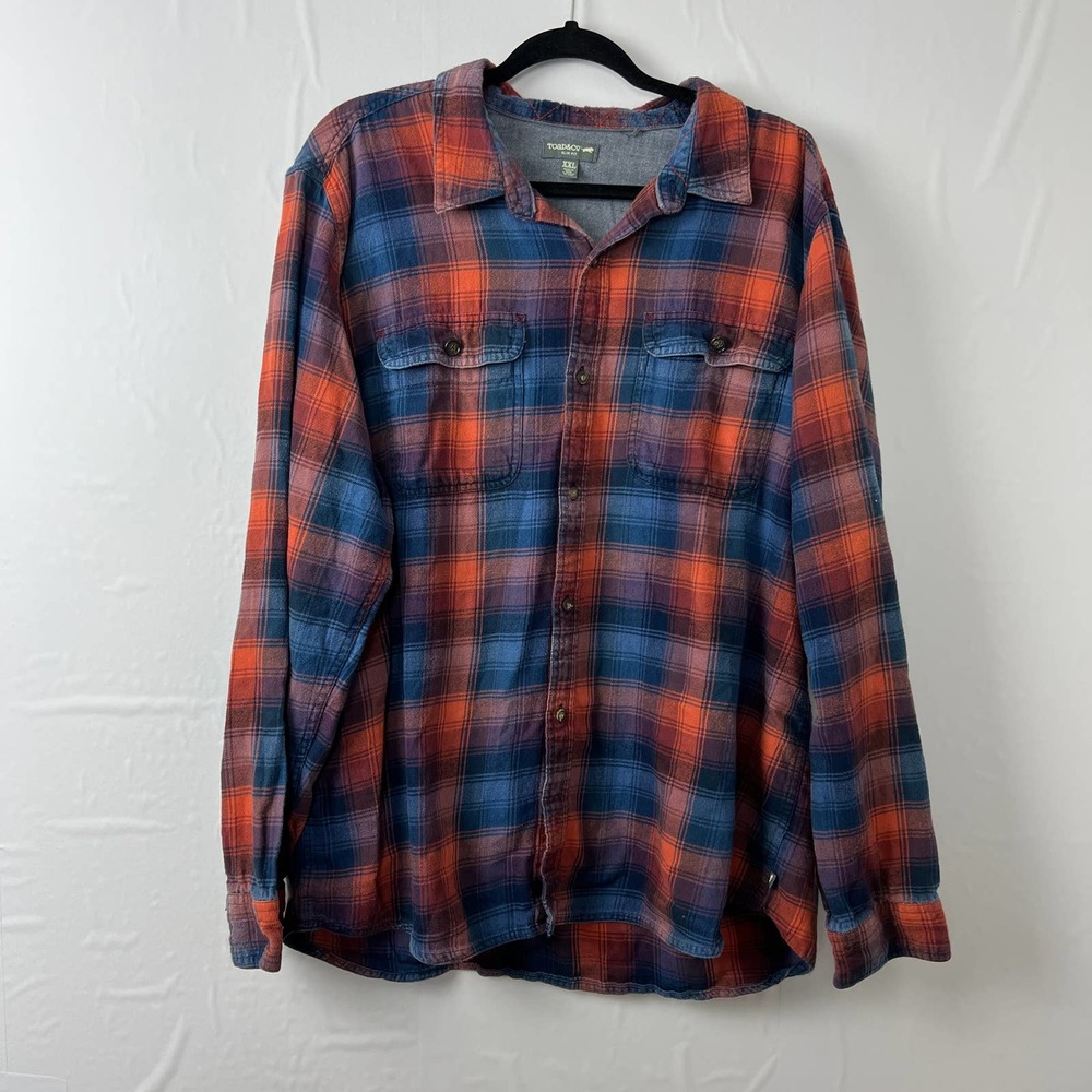Toad & Co Blue and Red Slim Fit Buttoned Plaid